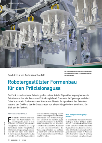 Robot-controlled tool construction for precision casting – Production of turbine blades